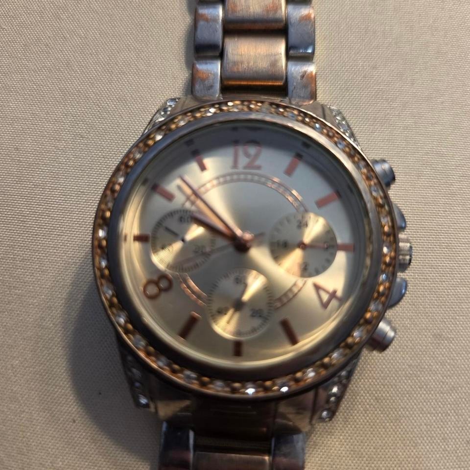 Silver And Gold Colored Watch With Diamond Accents